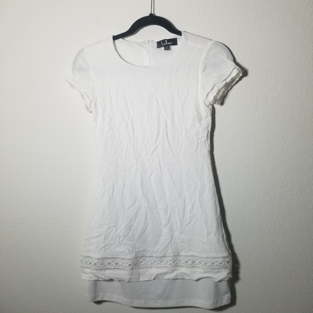 White Lace Trim Dress